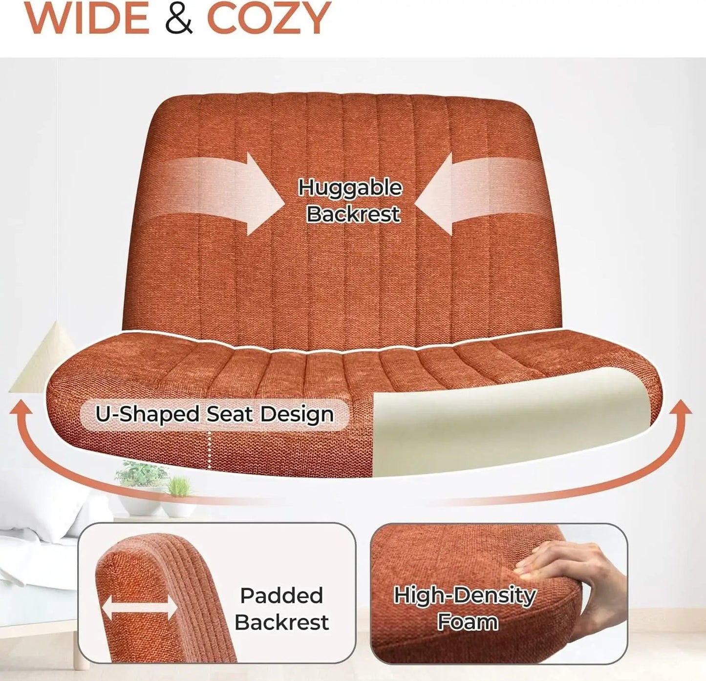 Cross Legged Office Desk Chair Brown Fabric Adjustable from PriceLows™