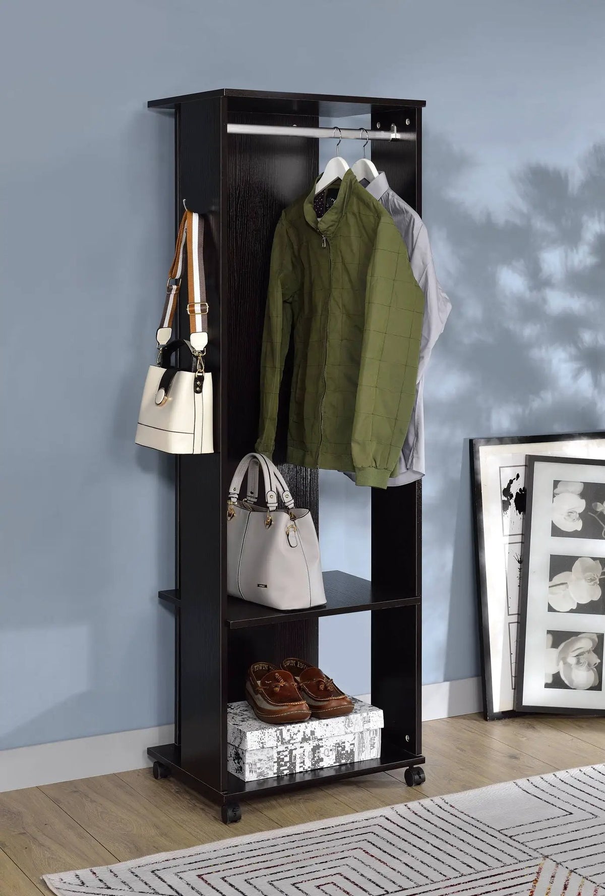 Kolen Hall Tree | Espresso | Hanging Rod | Two Open Compartments