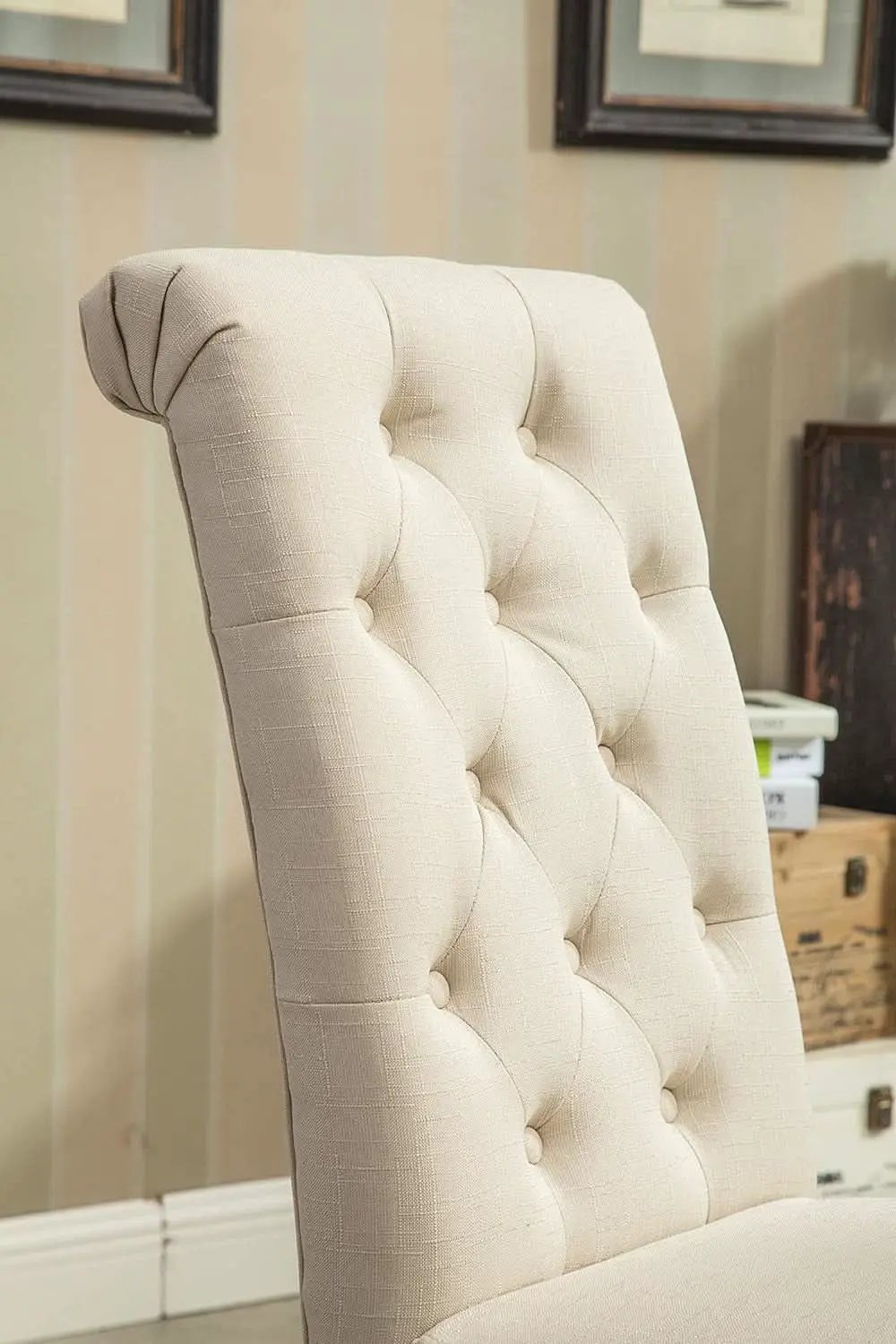 Tan Solid Wood Tufted Parsons Dining Chair Set Of 2 from PriceLows™