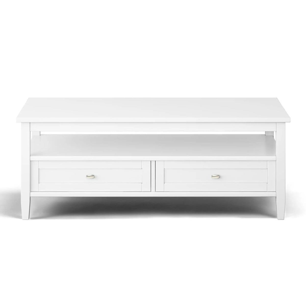 Warm Shaker Solid Wood Table | Bottom Drawer | Open Shelf Storage