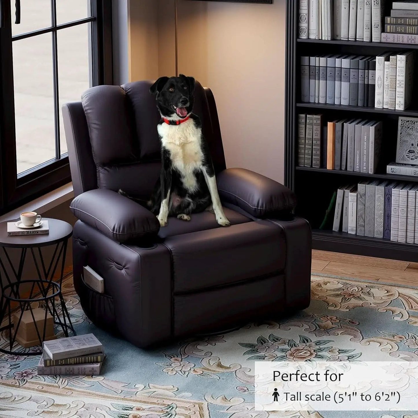 Leather Recliner Chair Brown Medium With Cup Holders And 150 Degree Recline from PriceLows™