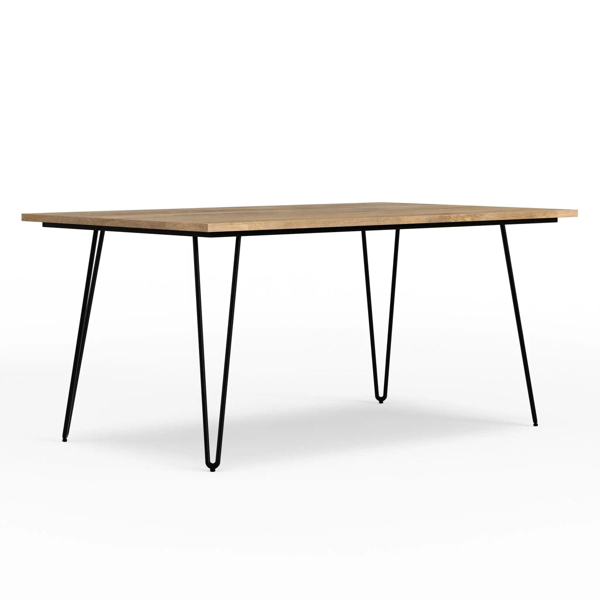 Hunter Dining Table | 66 Inch Width | Solid Mango Wood Top | Hairpin-Style Iron Base