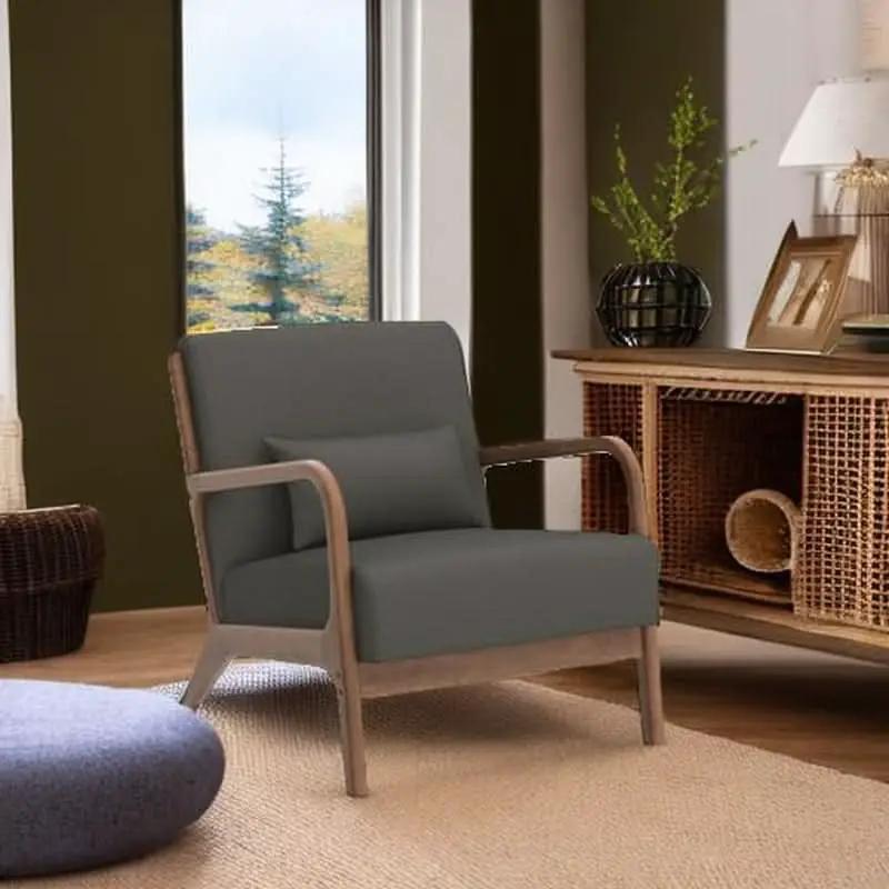 Green Upholstered Mid Century Modern Accent Armchair from PriceLows™