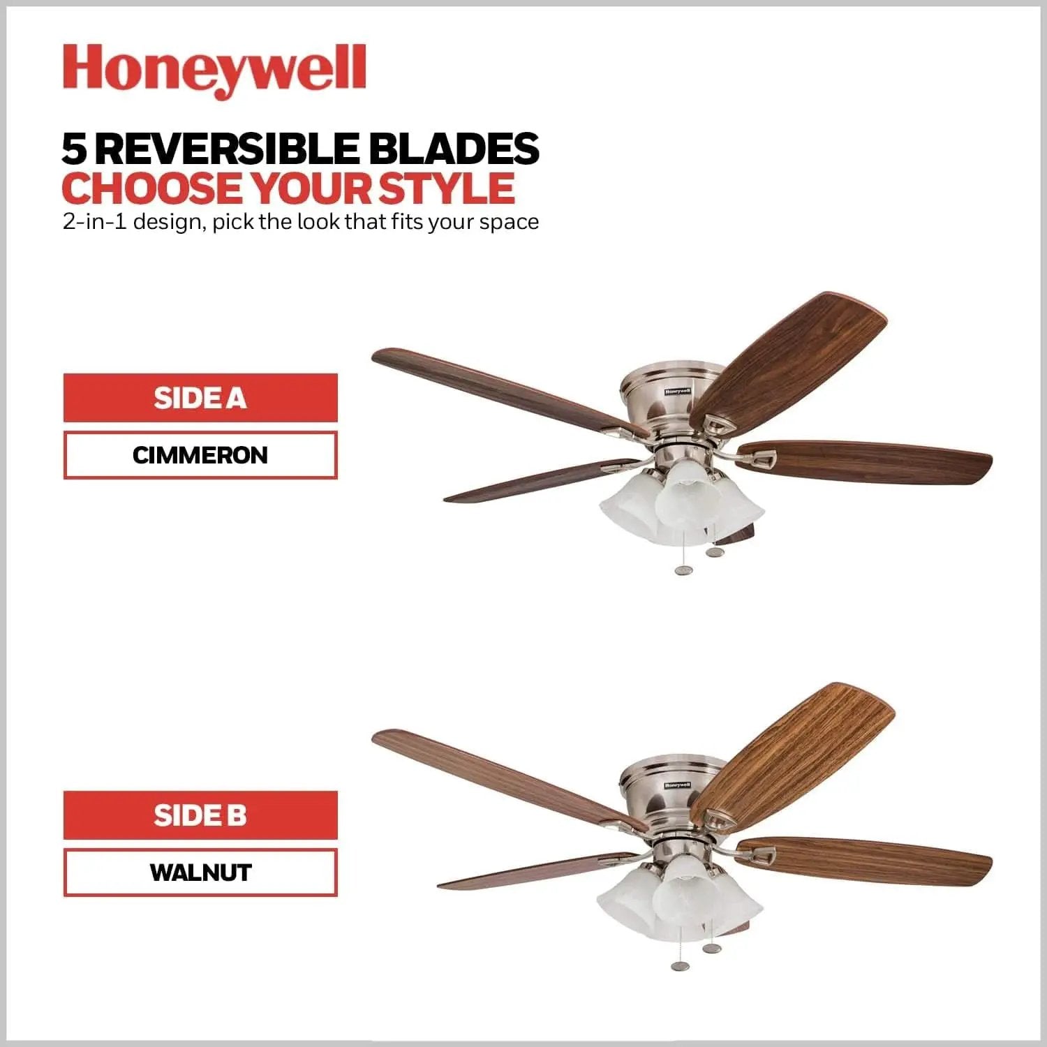 52 Inch Brushed Nickel LED Five Blade Ceiling Fan Light from PriceLows™