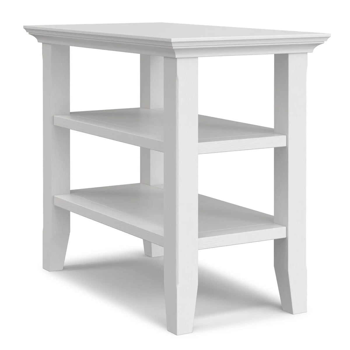 Acadian Narrow Side Table | Handcrafted Solid Wood | 2 Open Storage Shelves | 24 Inch Height