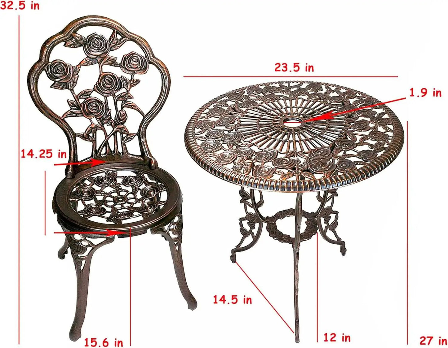 Cast Aluminum Conversation Set Antique Green Patio from PriceLows™