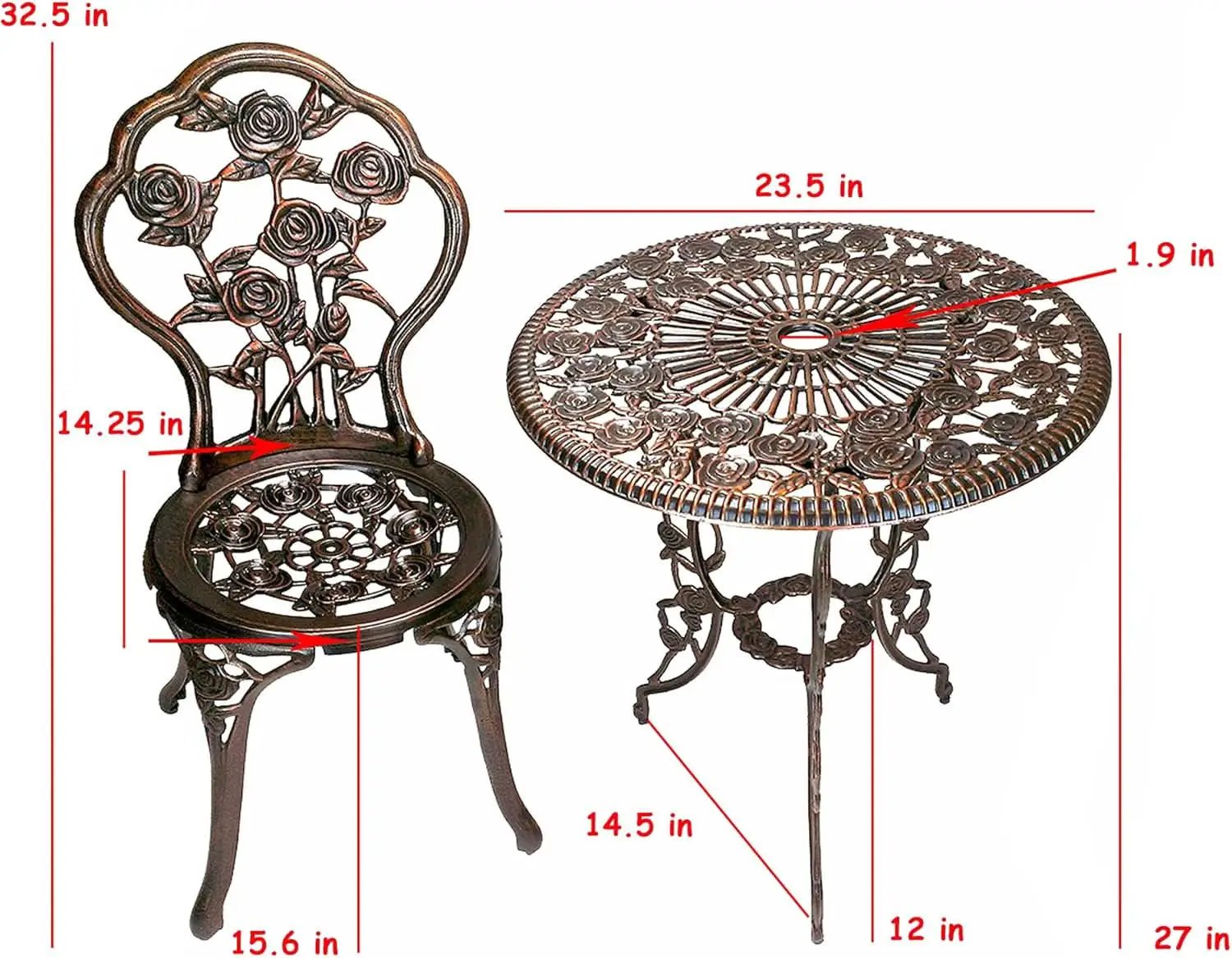 Cast Aluminum Conversation Set Antique Green Patio from PriceLows™