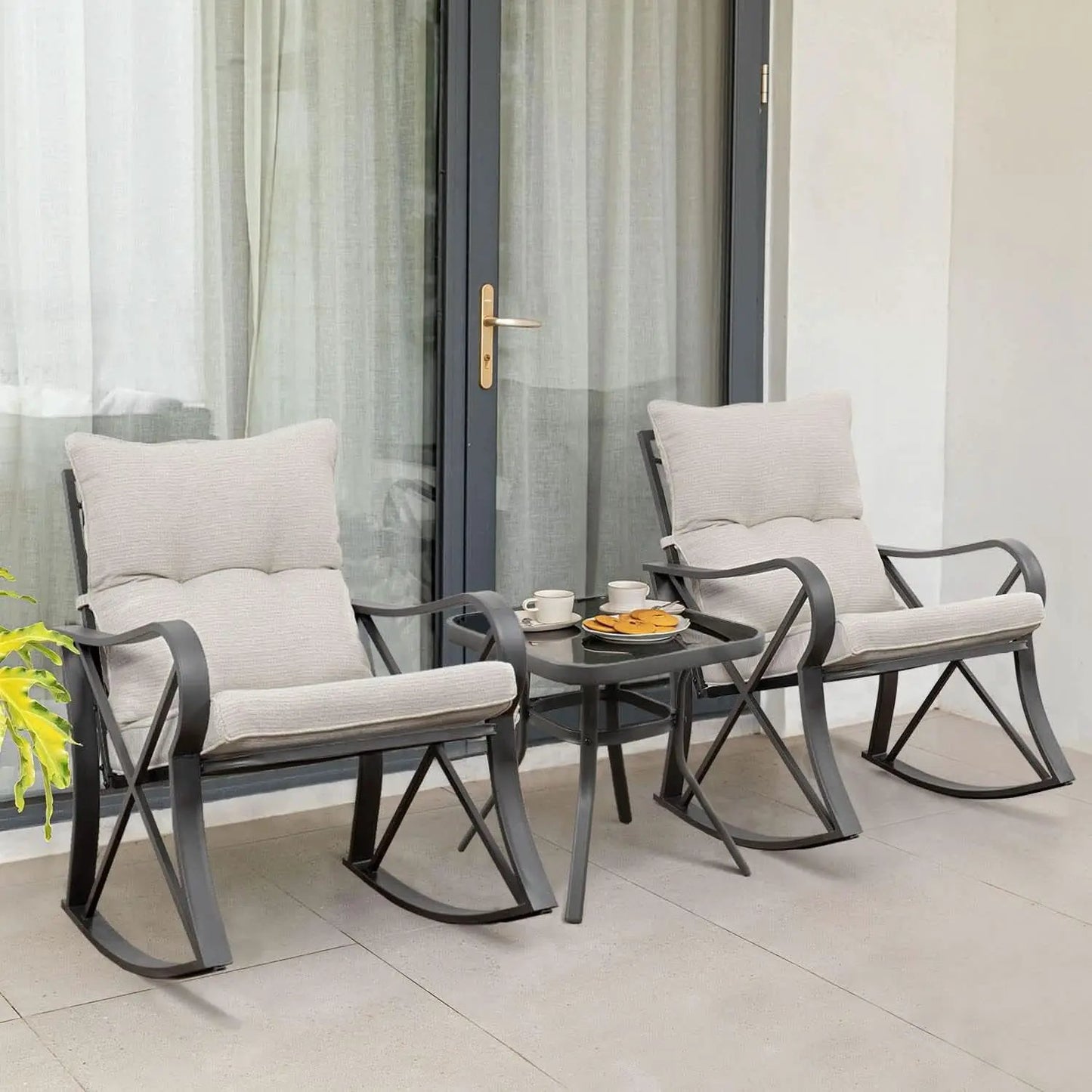 Three Piece Outdoor Bistro Set with Rocking Chairs from PriceLows™