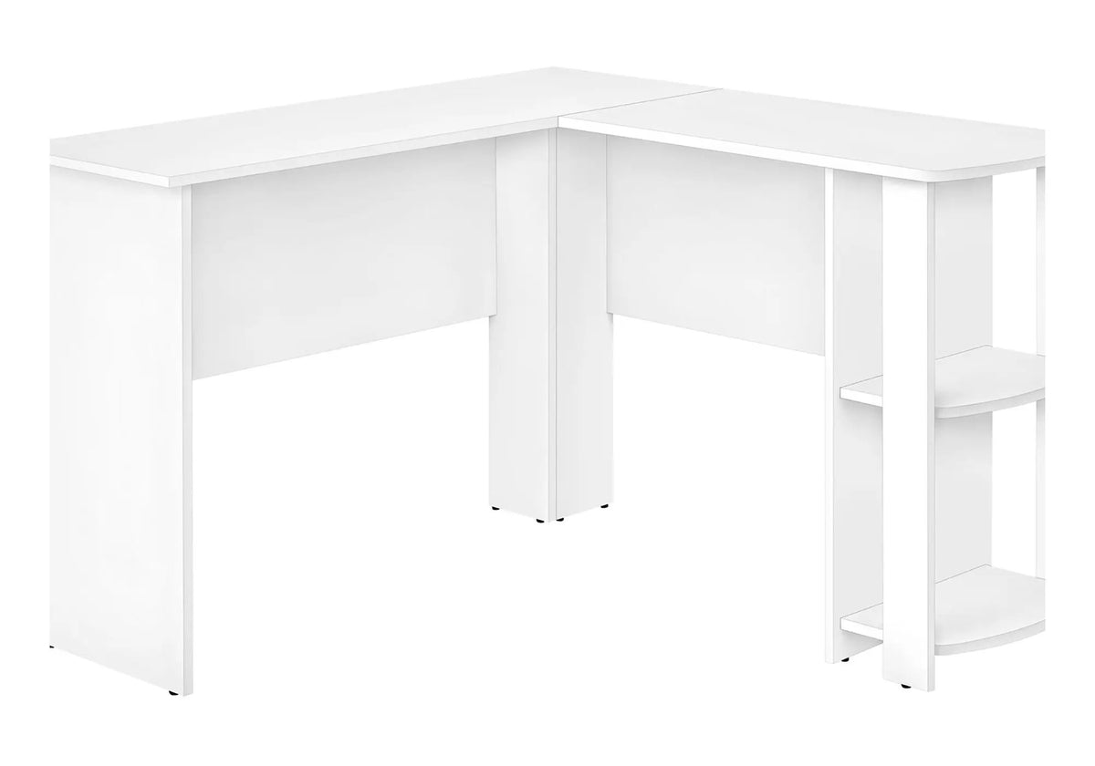 Wood-Look L-Shaped Desk | 47 Inch Width | Open And Closed Right Storage | Space Efficient Corner Design
