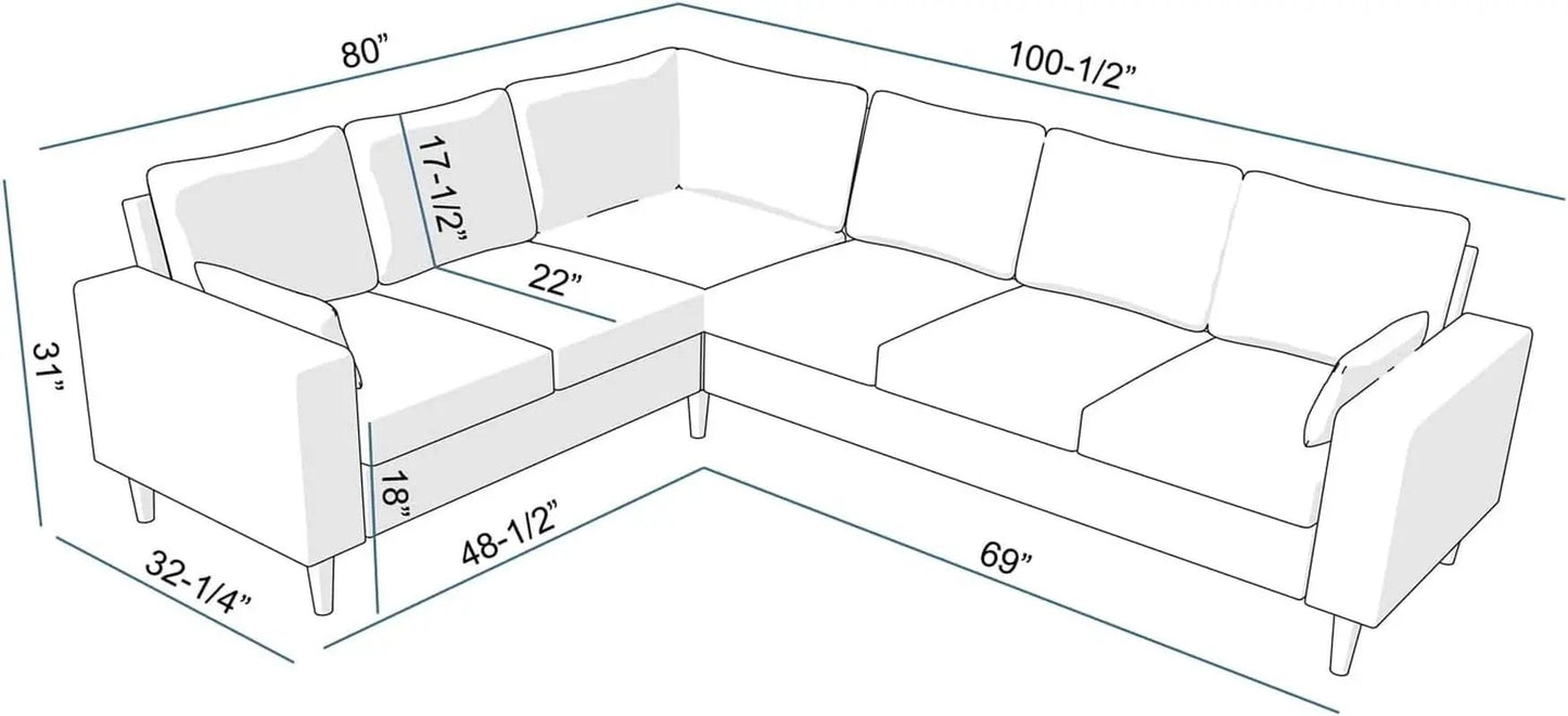 Six Seat Corner Sectional Sofa With Linen Fabric For Living Room from PriceLows™