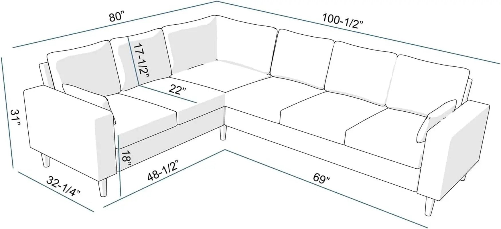 Six Seat Corner Sectional Sofa With Linen Fabric For Living Room from PriceLows™