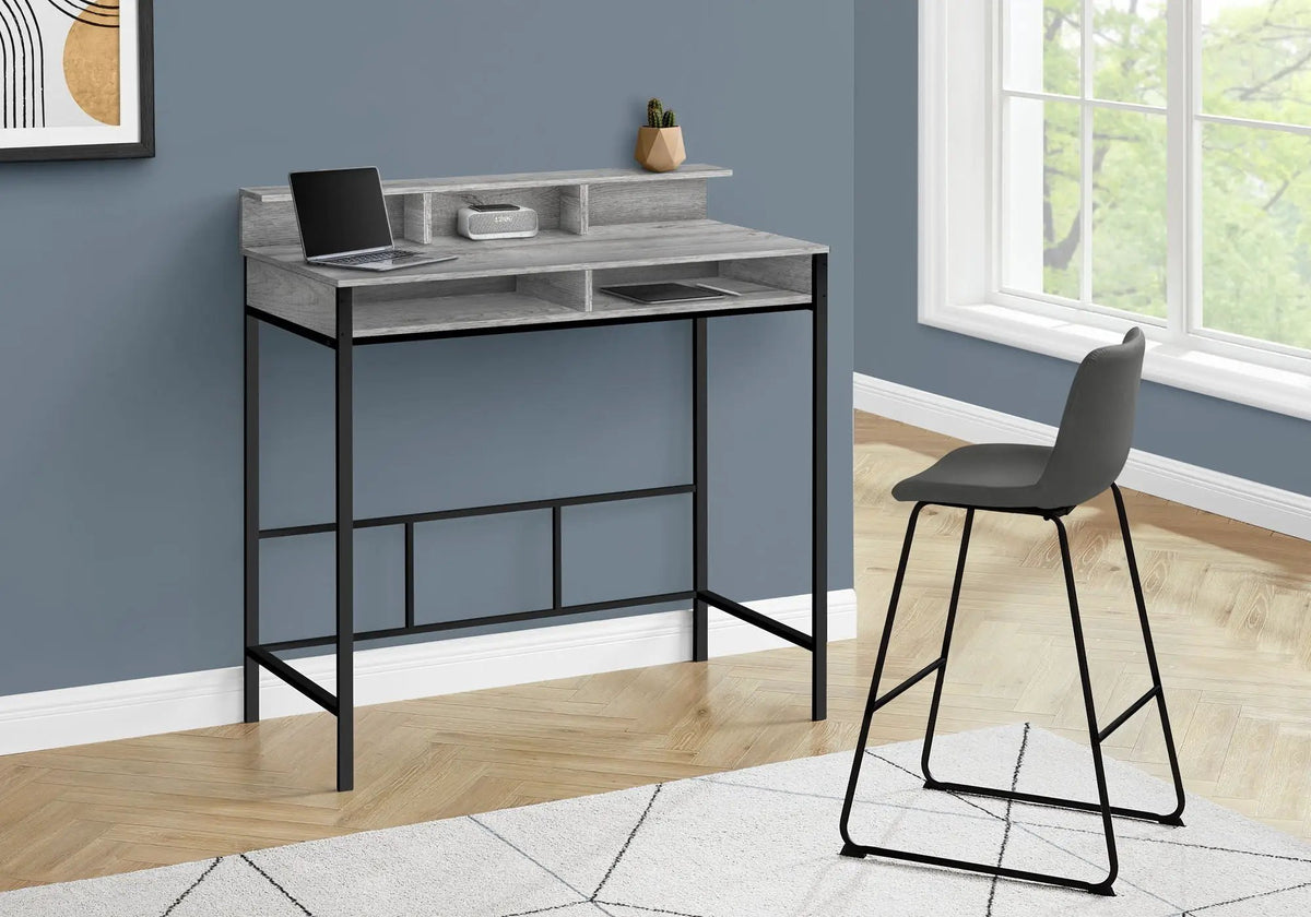 Standing Computer Desk | 47.5 Inch Height | Storage Shelves | Sturdy Metal Legs
