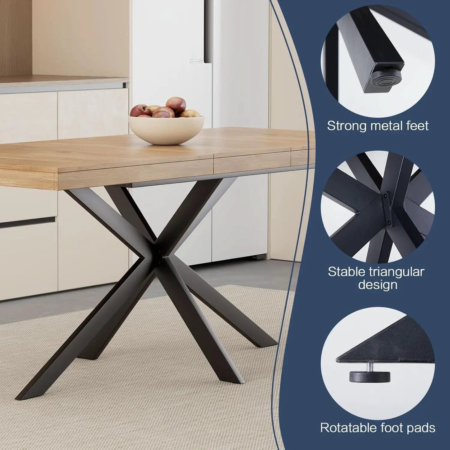 Extendable Wood Dining Table 55 To 70 With Removable Leaves from PriceLows™