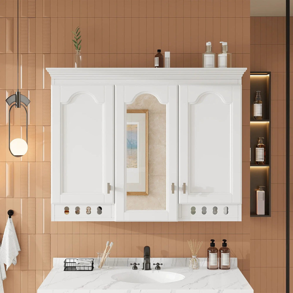 Wall Mount Mirror Cabinet | Adjustable Shelves | Soft Closing Hinges