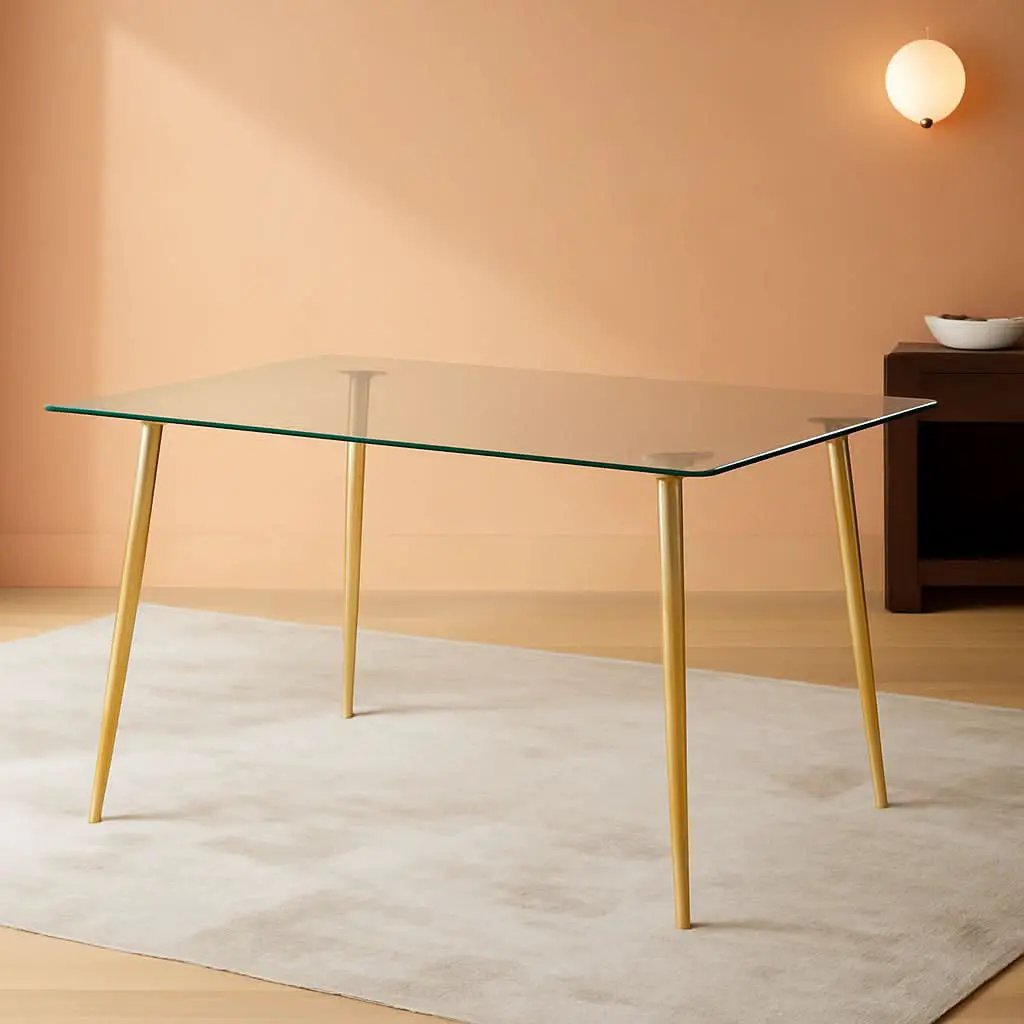 Glass Dining Table For 4 51 Inch Tempered Glass Gold Legs from PriceLows™