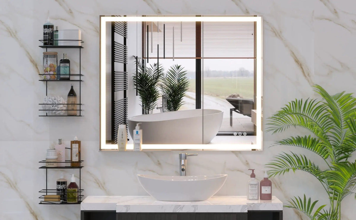 LED Bathroom Vanity Mirror Wall Mounted Adjustable / Warm / Natural Lights Anti-Fog | 3 Pieces | Bathroom Furniture | Bathroom