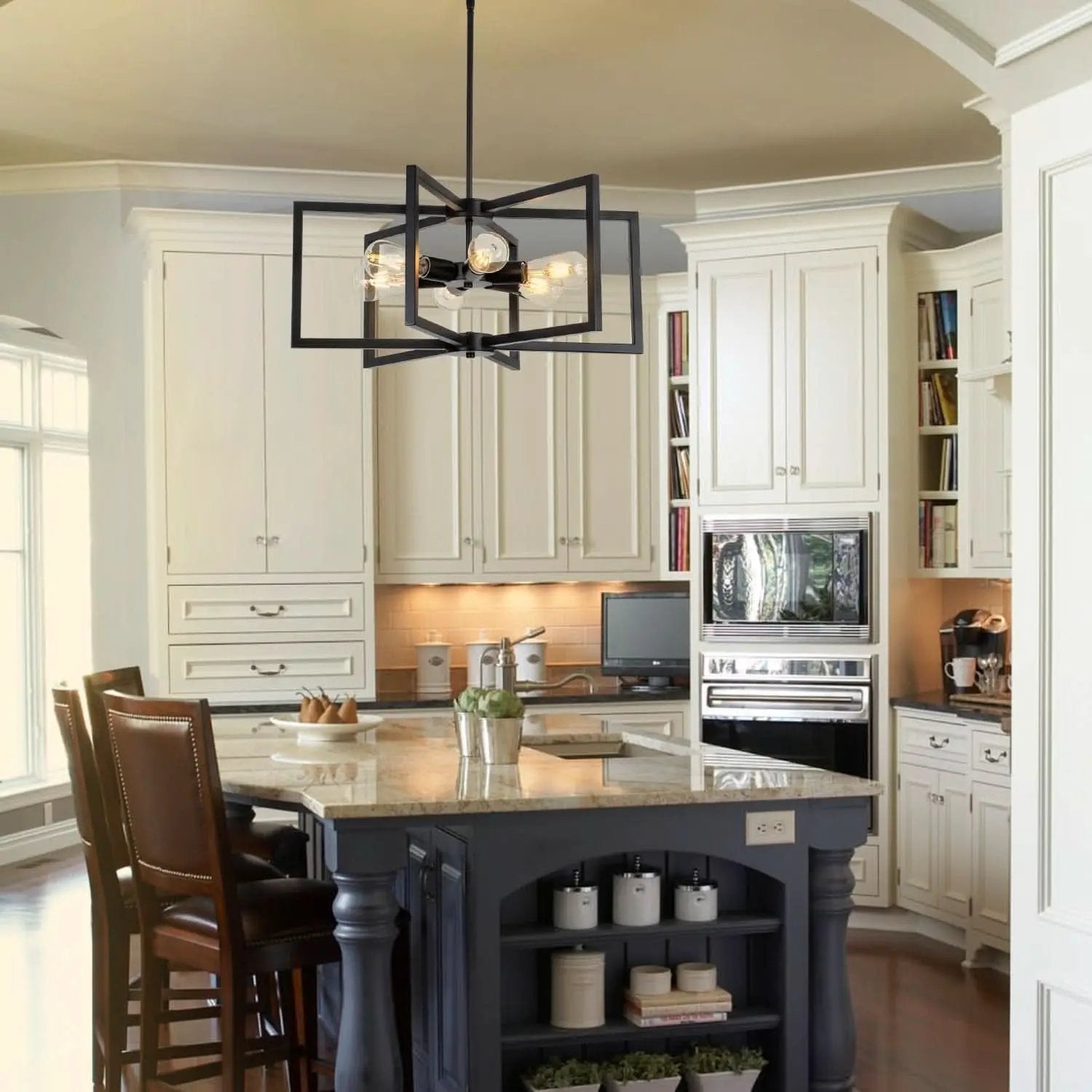 Black 23 Inch Farmhouse Chandelier For Dining Room from PriceLows™