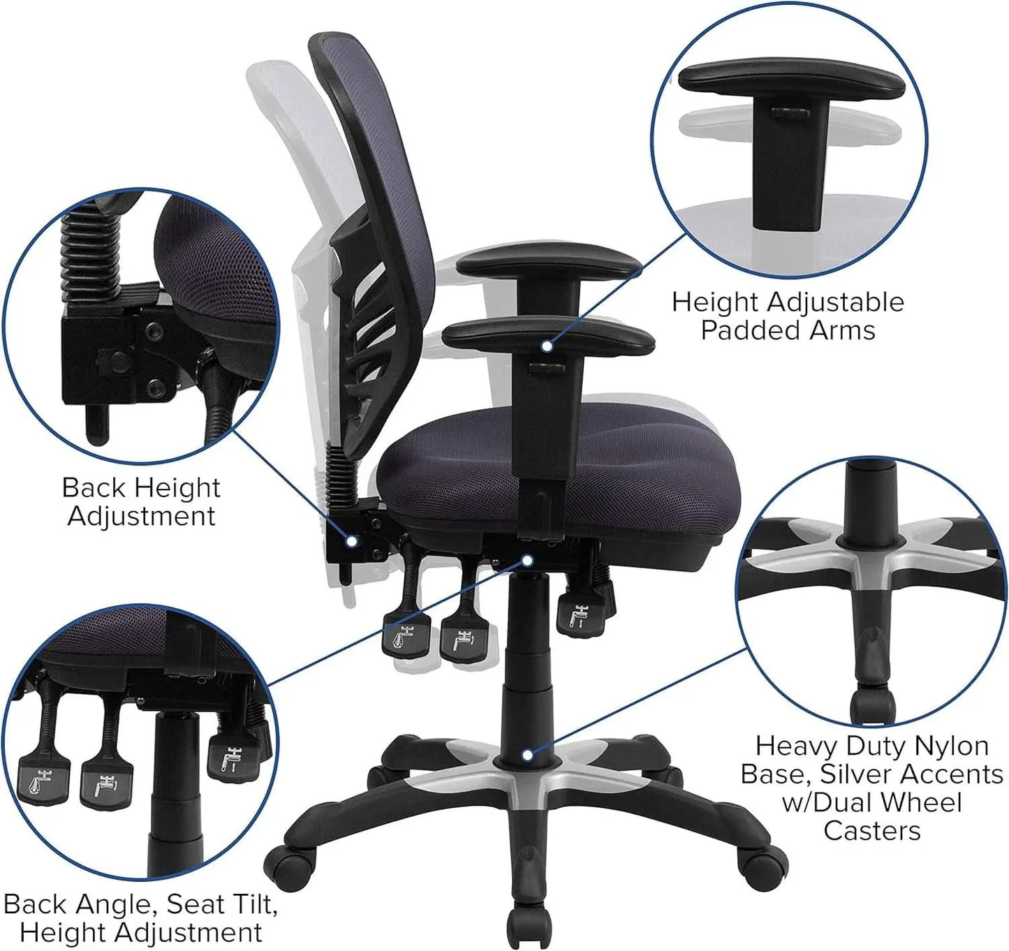 Nicholas Mid-Back Ergonomic Mesh Office Chair Dark Gray from PriceLows™