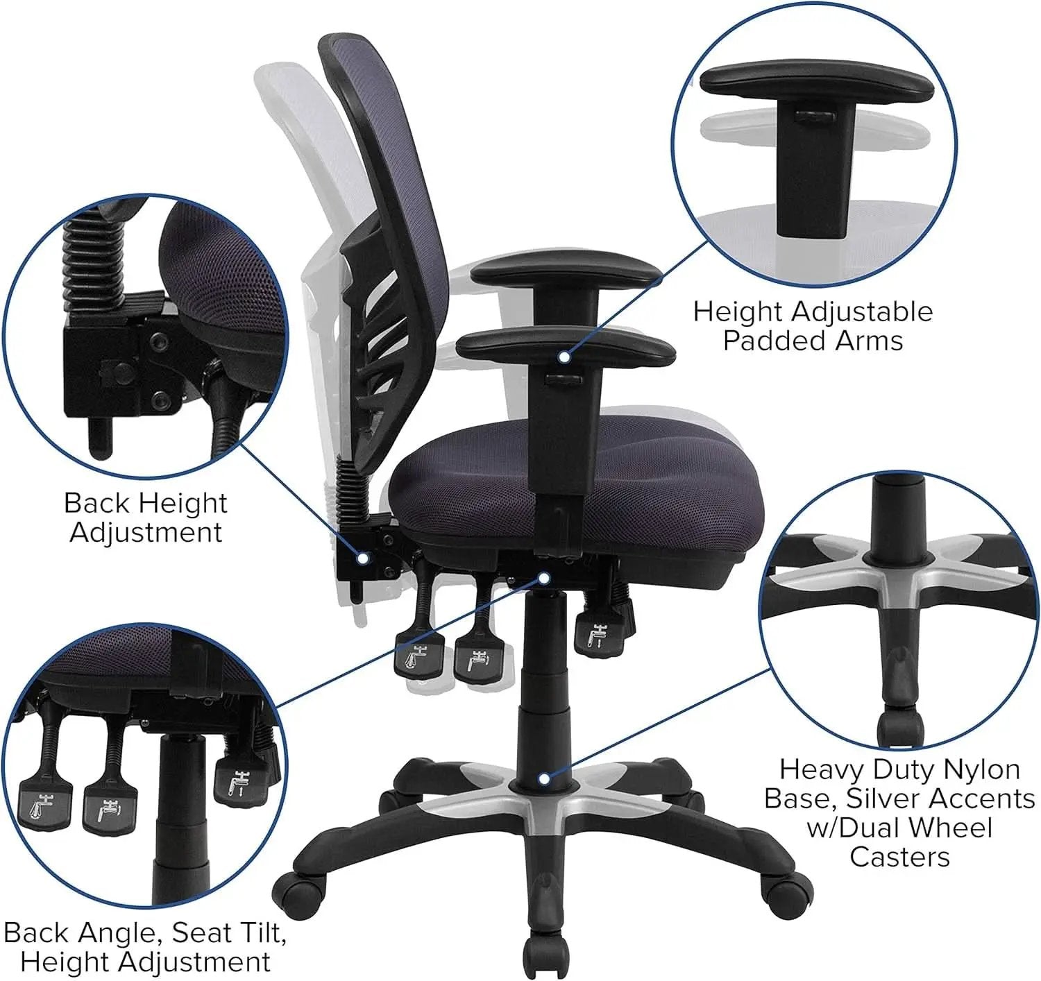 Nicholas Mid-Back Ergonomic Mesh Office Chair Dark Gray from PriceLows™