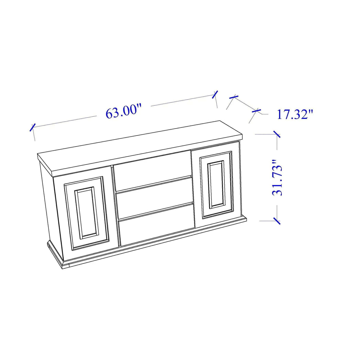 Ariya Buffet With Clear Glass Inlay | 2 Pieces | Glass & Acrylic | Dining Room