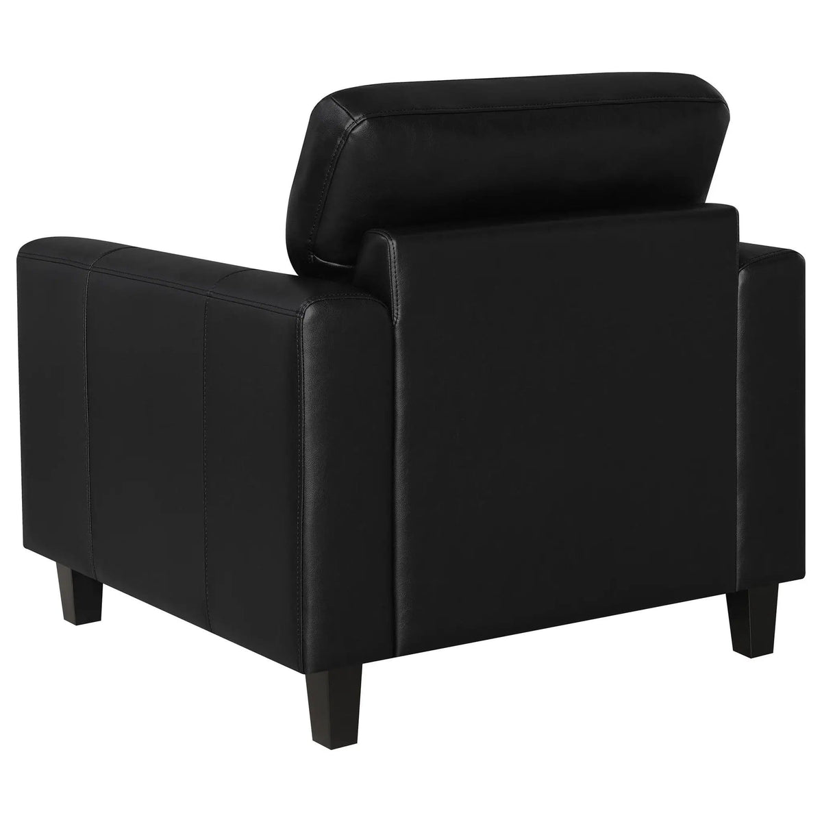 Scotland Faux Leather Upholstered Track Arm Chair | 35 x 35 x 34 in | Faux Leather | Black