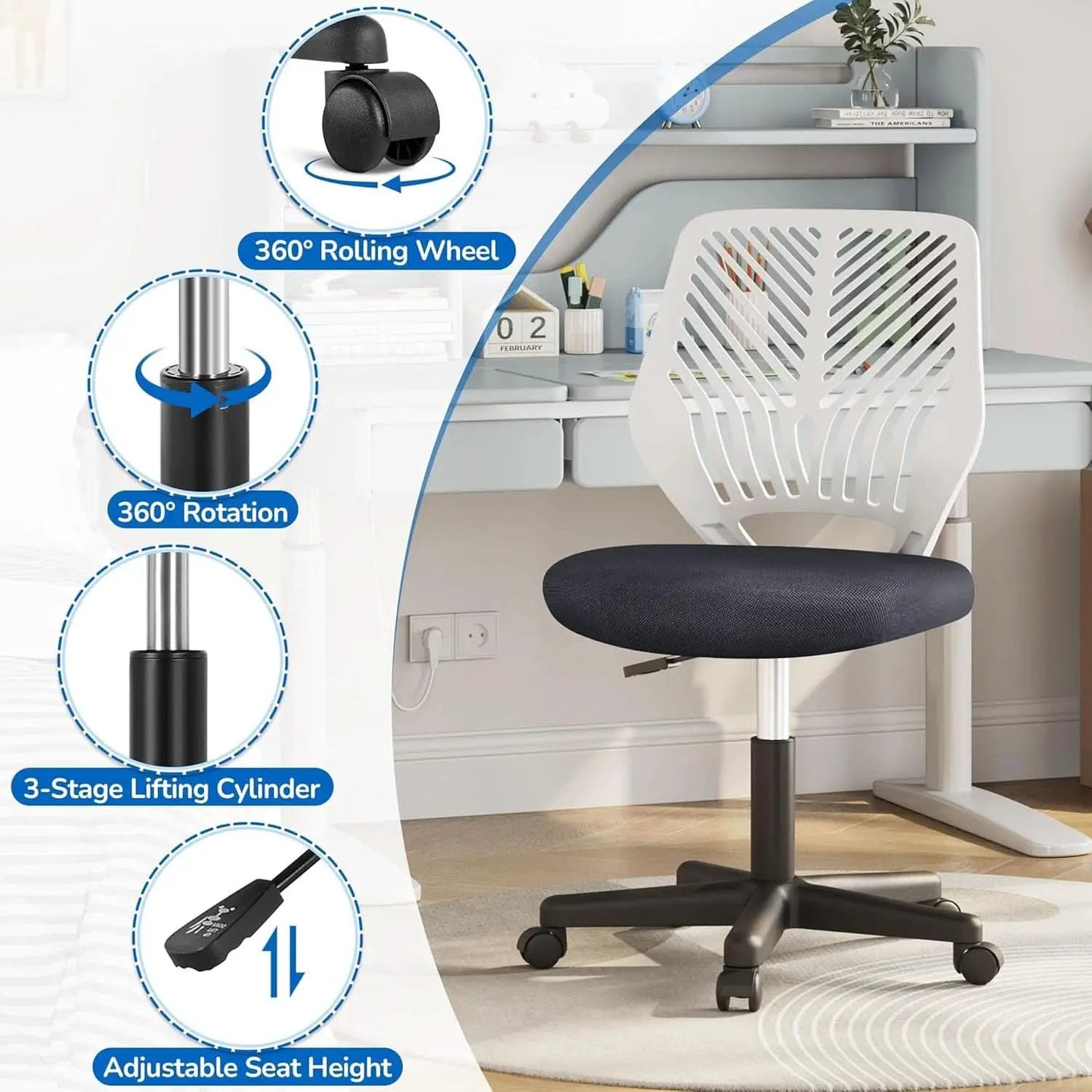Dark Gray Ergonomic Adjustable Desk Chair Lumbar Support from PriceLows™