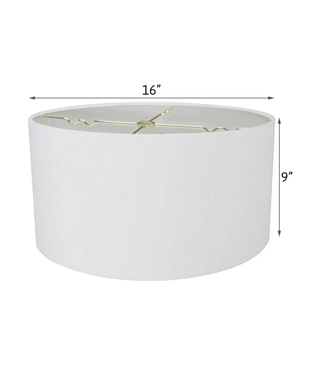 Shallow Drum Lampshade | White Linen | Hardback Frame | 16 X 9 Inches
