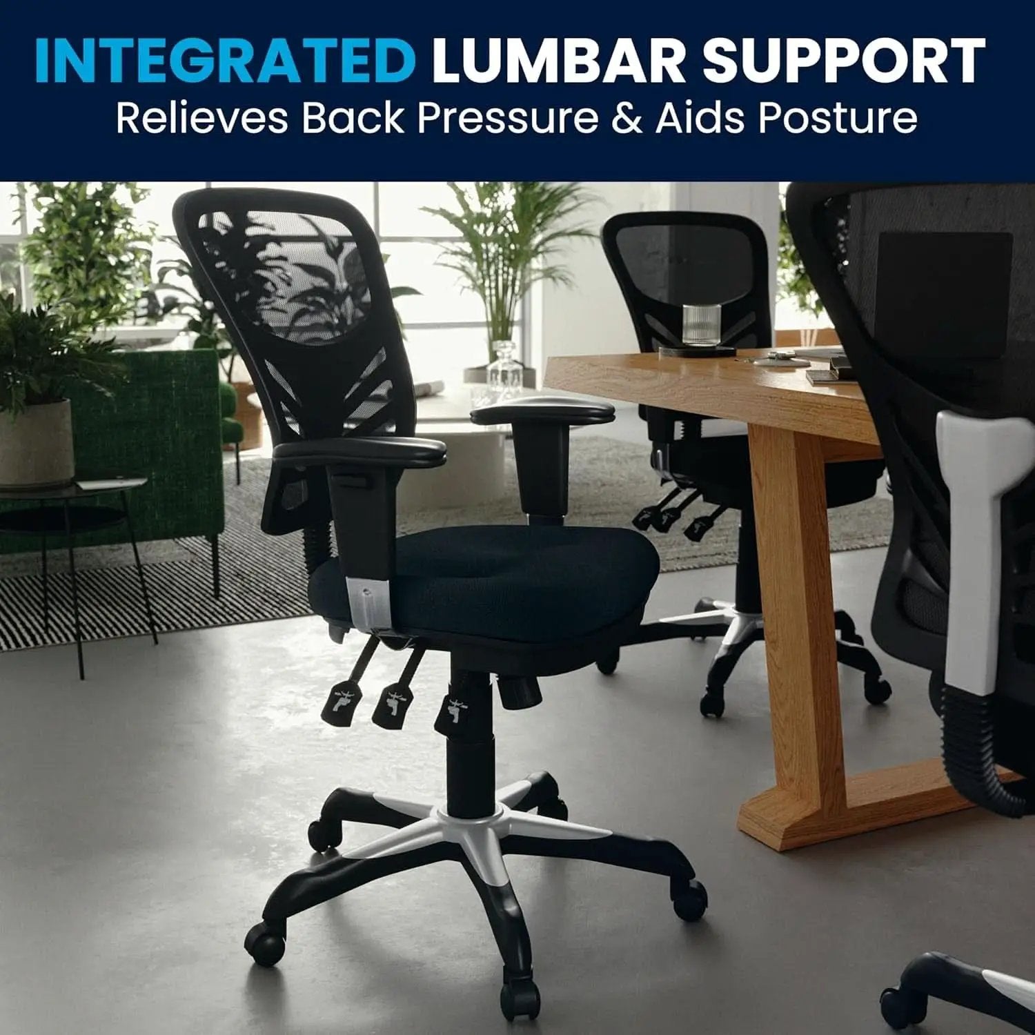 Ergonomic Mesh Office Chair With Adjustable Lumbar Black from PriceLows™