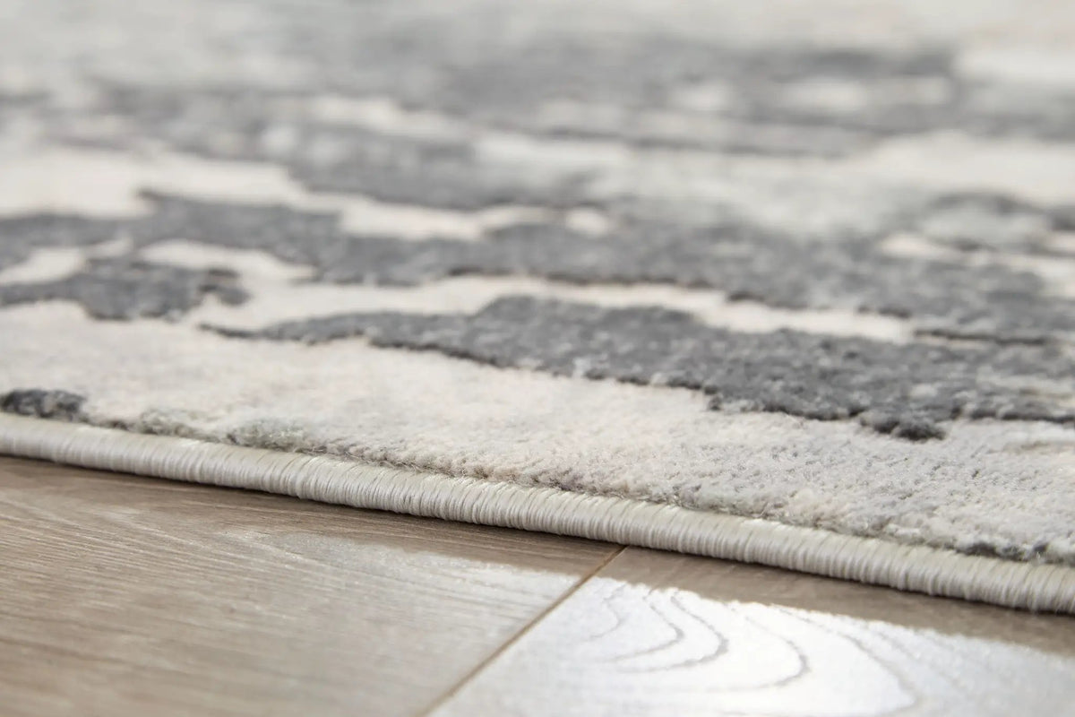 Mazatl Area Rug | 94 x 122 Inch | High-Low Abstract Design | Cream Gold And Sage