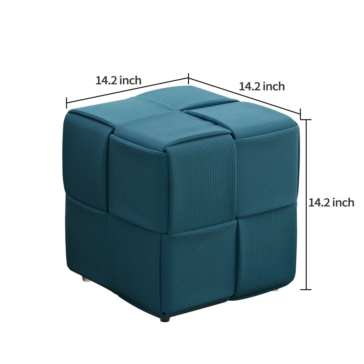 Modern Ottoman Foot Rest | Woven Design | Engineered Wood Frame | 14.2 Inch Cube