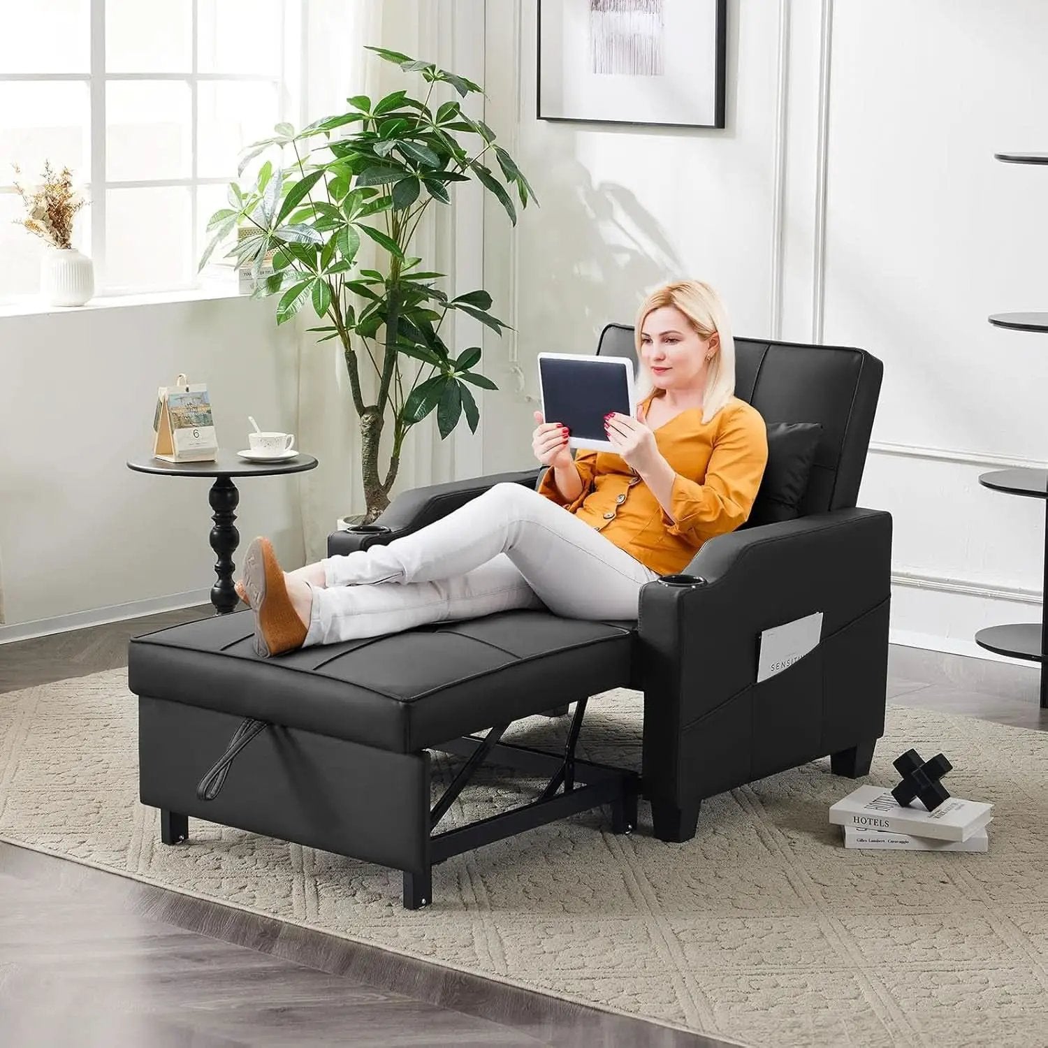 Black Multifunctional Sleeper Chair Sofa Bed Usb Ports from PriceLows™