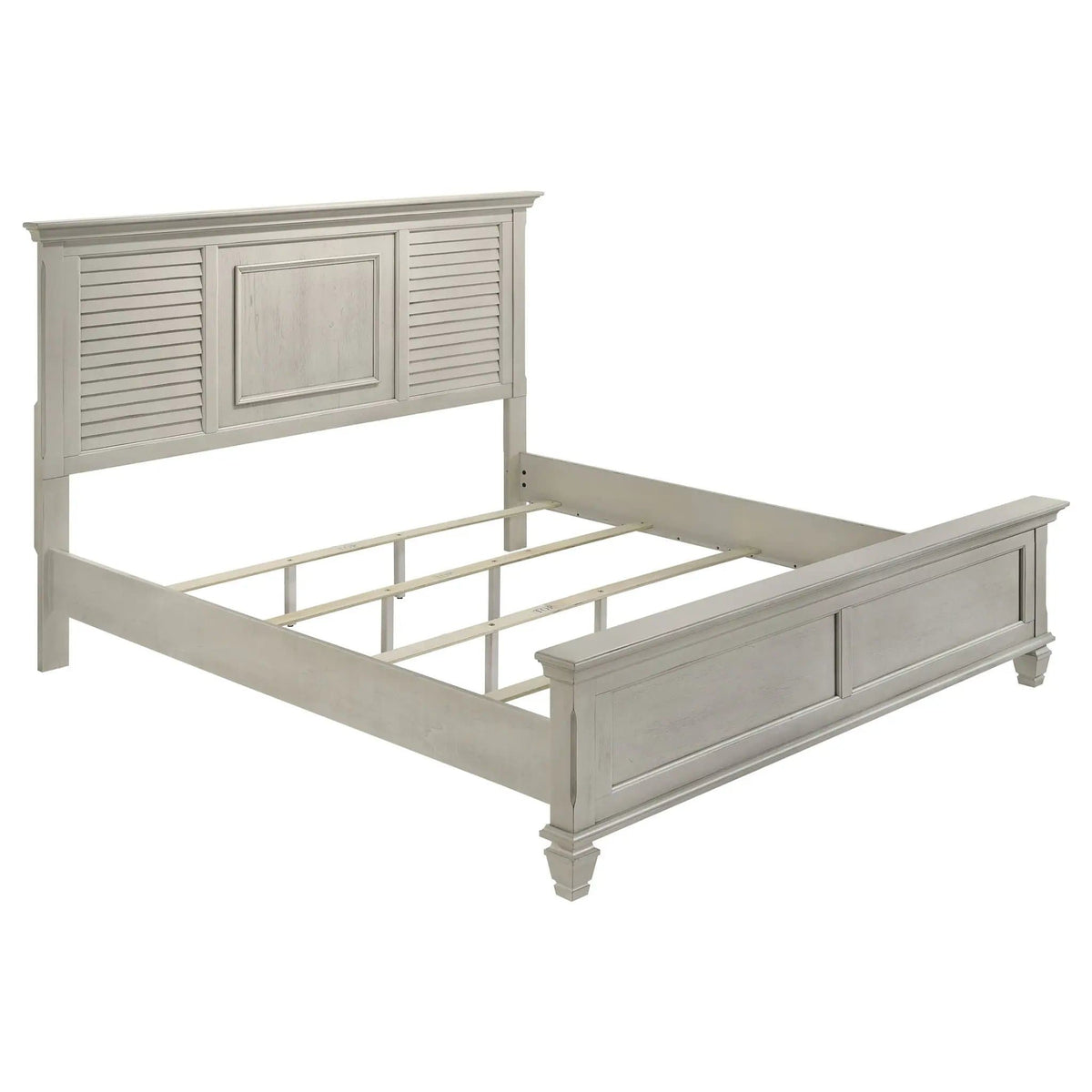 Franco Wood Eastern King Panel Bed Distressed | 83.75 x 88.25 x 57 in | Wood | White