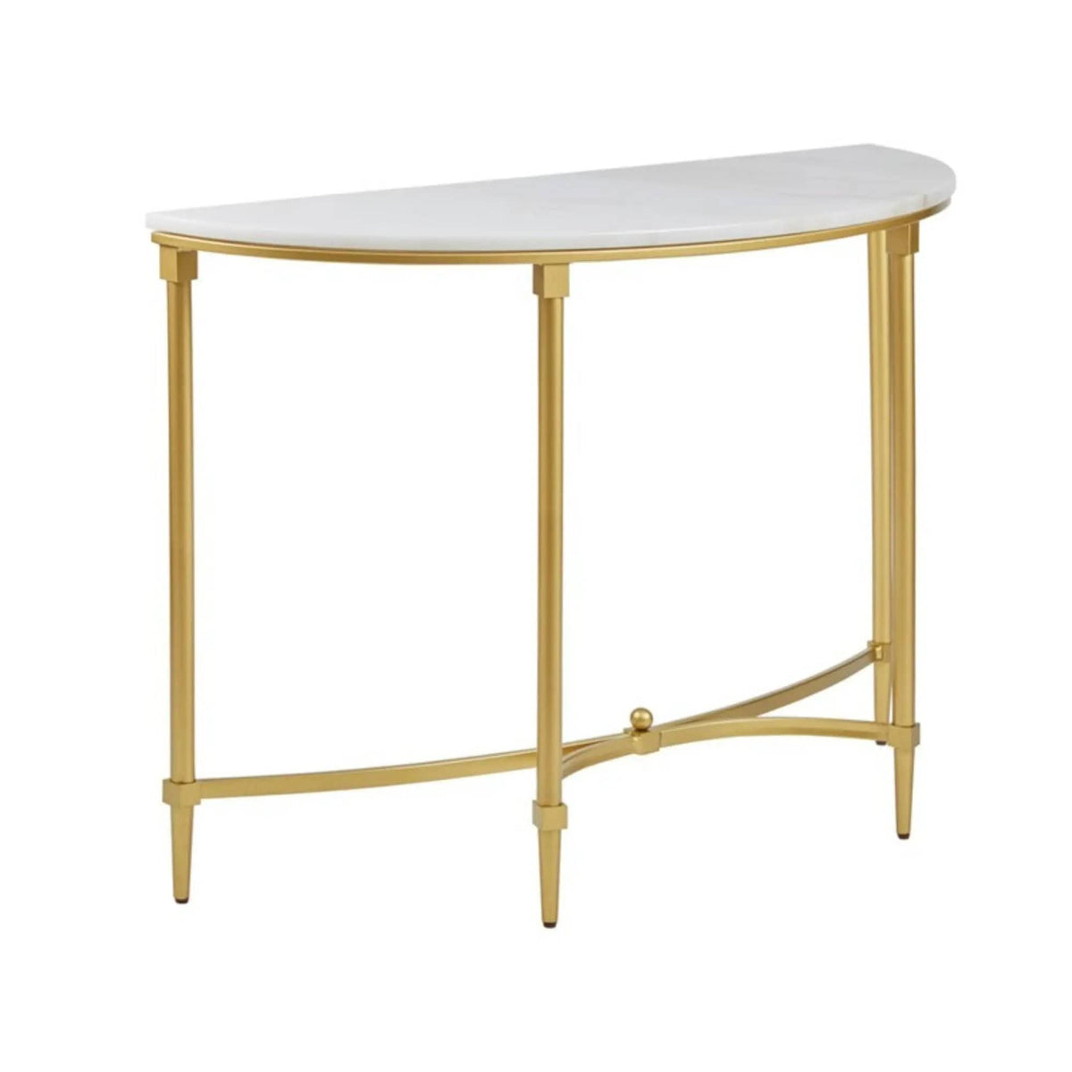 Bordeaux Console Table | 42.5 x 14.5 x 29.75 in | Marble & Metal | White / Gold