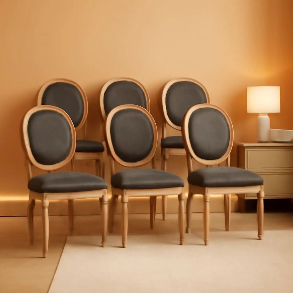 French Country Farmhouse Upholstered Dining Chairs Set Of 6 from PriceLows™
