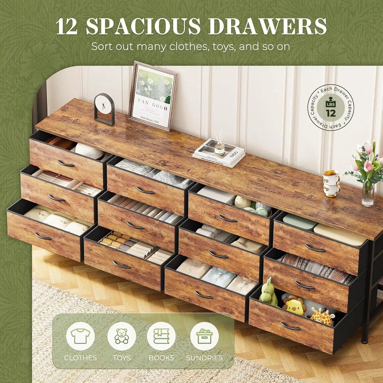 70 Inch Rustic Brown Dresser Entertainment Center TV Stand from PriceLows™
