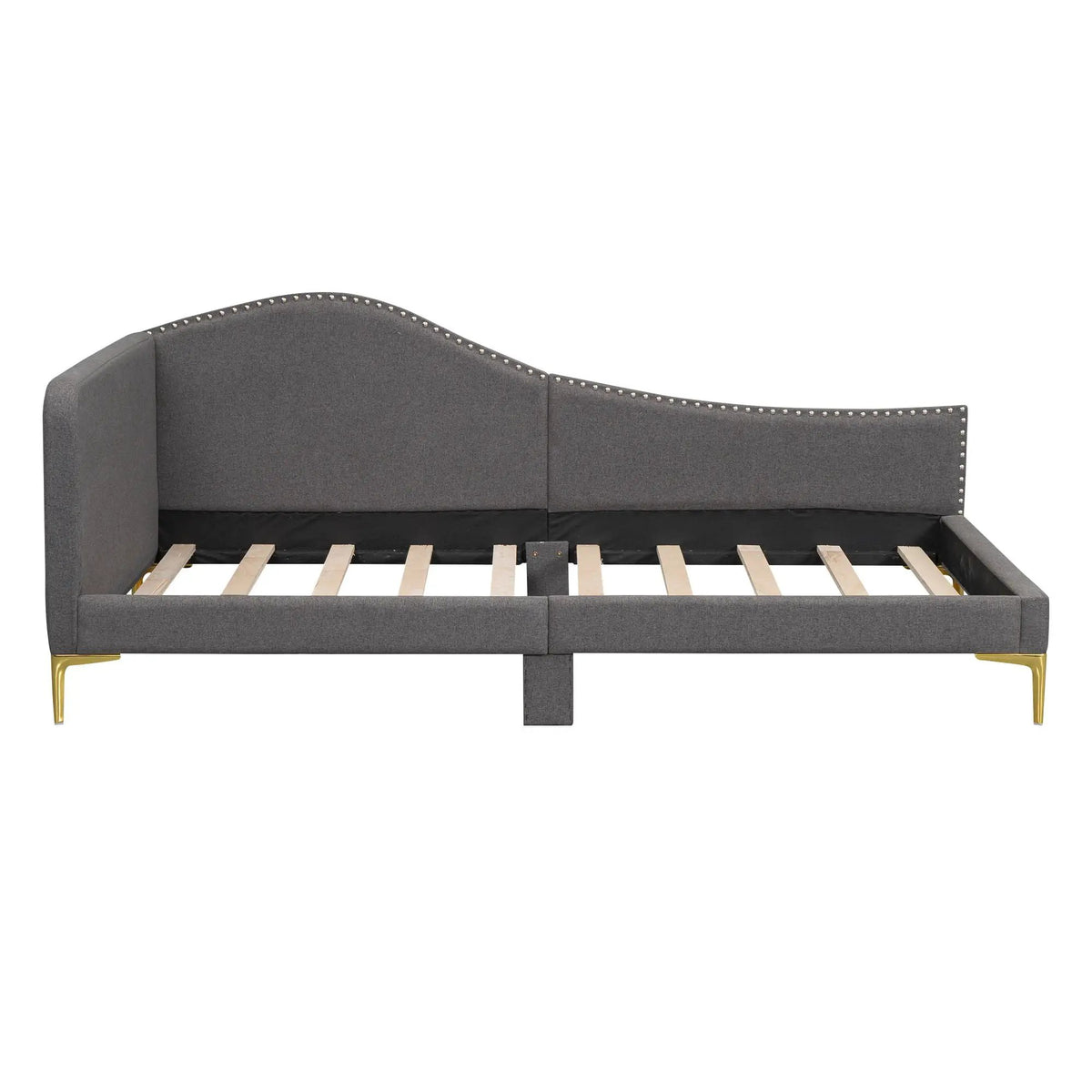 Upholstered Daybed | Headboard And Armrest | Support Legs | 80.5 Inch Length