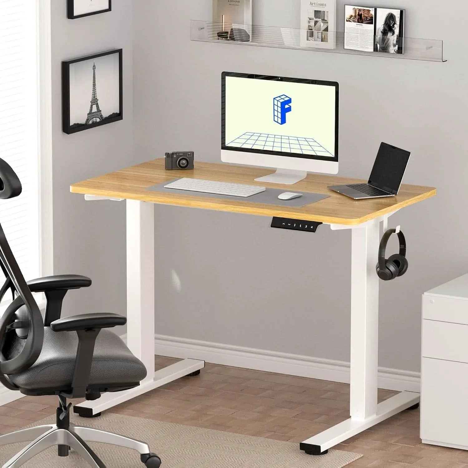 48 X 24 Standing Desk Height Adjustable White Frame Maple from PriceLows™