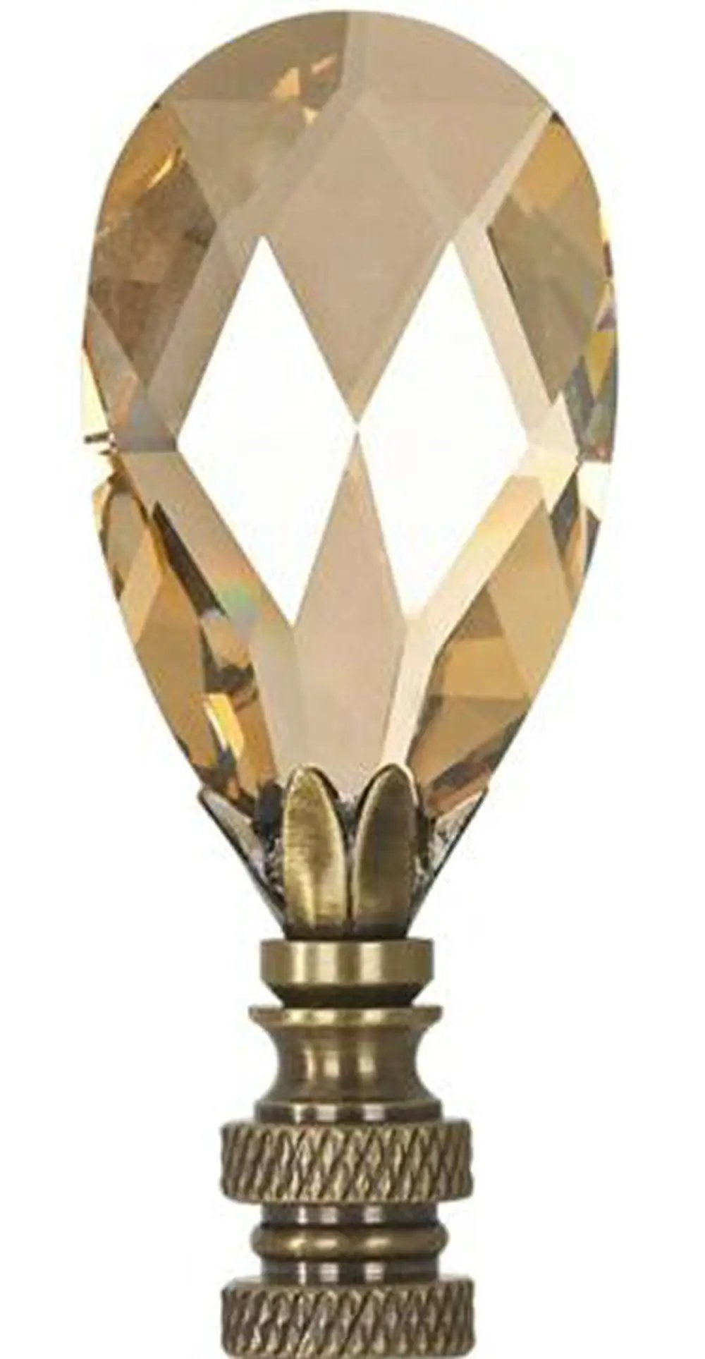 Lamp Finial | Antique Brass | Champagne Crystal | 2.85 Inch Height