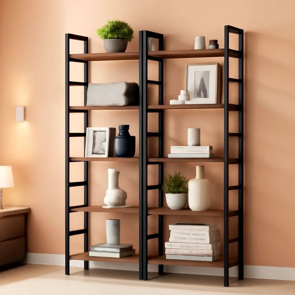 Rustic Brown 5 Tier Etagere Bookcase 71 In High 47 In Wide from PriceLows™