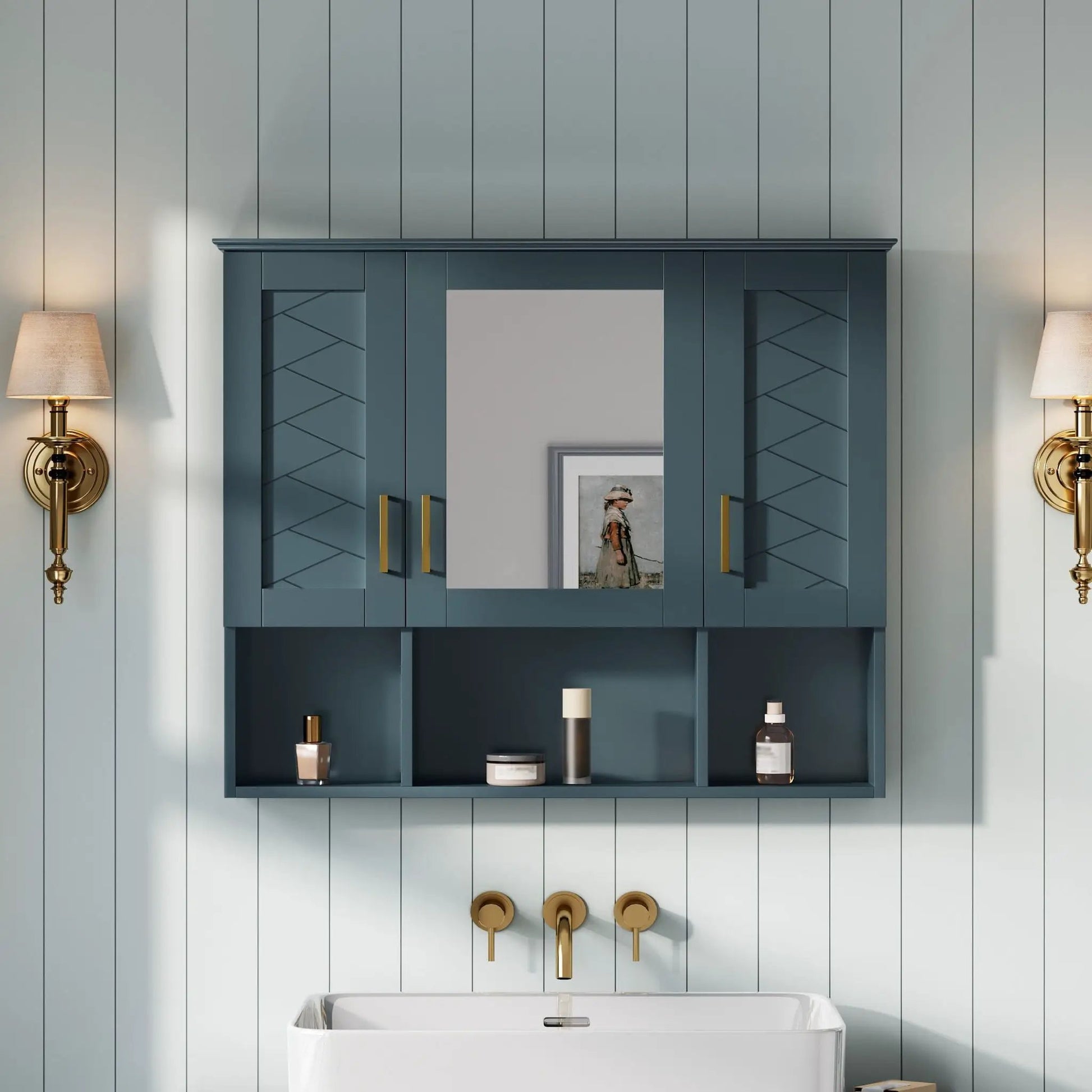 Modern Wall Mounted Medicine Cabinet With Adjustable Shelves, Soft Close Doors, High Define Mirror from PriceLows™