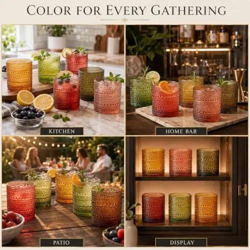 Fortuna Hobnail Lowball Glassware | 11 oz | Set of 6 | Entertaining