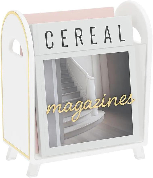 Khen Acrylic Magazine Holder with Gold Trim - 12.40" x 10" x 4.49" from PriceLows™