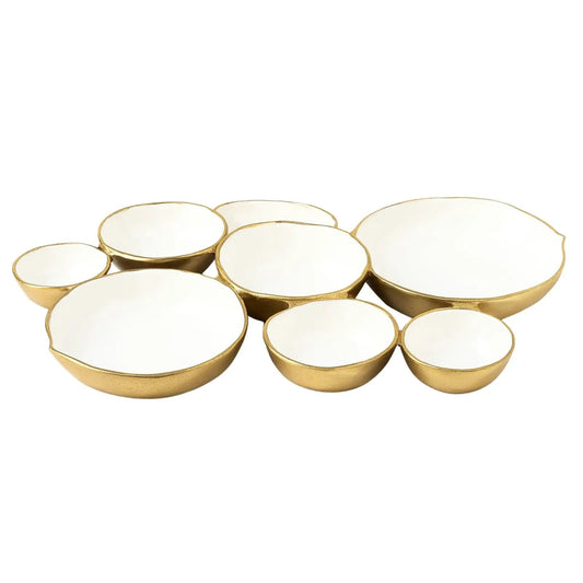 Cluster of 9 Round Serving Bowls Enamel Clusters Decorative Elegant Snack Tray | Serving Platter | Home Decor | Gift Ready