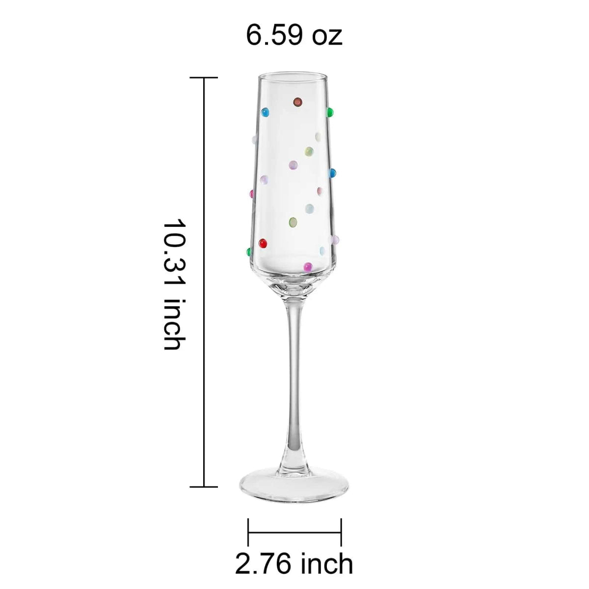 Khen Confetti Flute - | 6.59 oz | Set of 2 | Glass