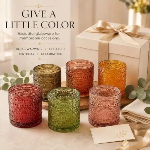 Fortuna Hobnail Lowball Glassware | 11 oz | Set of 6 | Entertaining