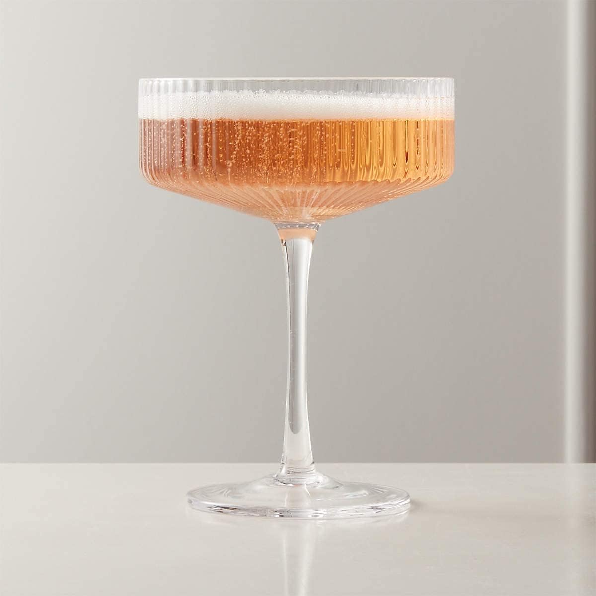 Como Ribbed Champagne Coupe Cocktail Glassware, Set of 2 from PriceLows™