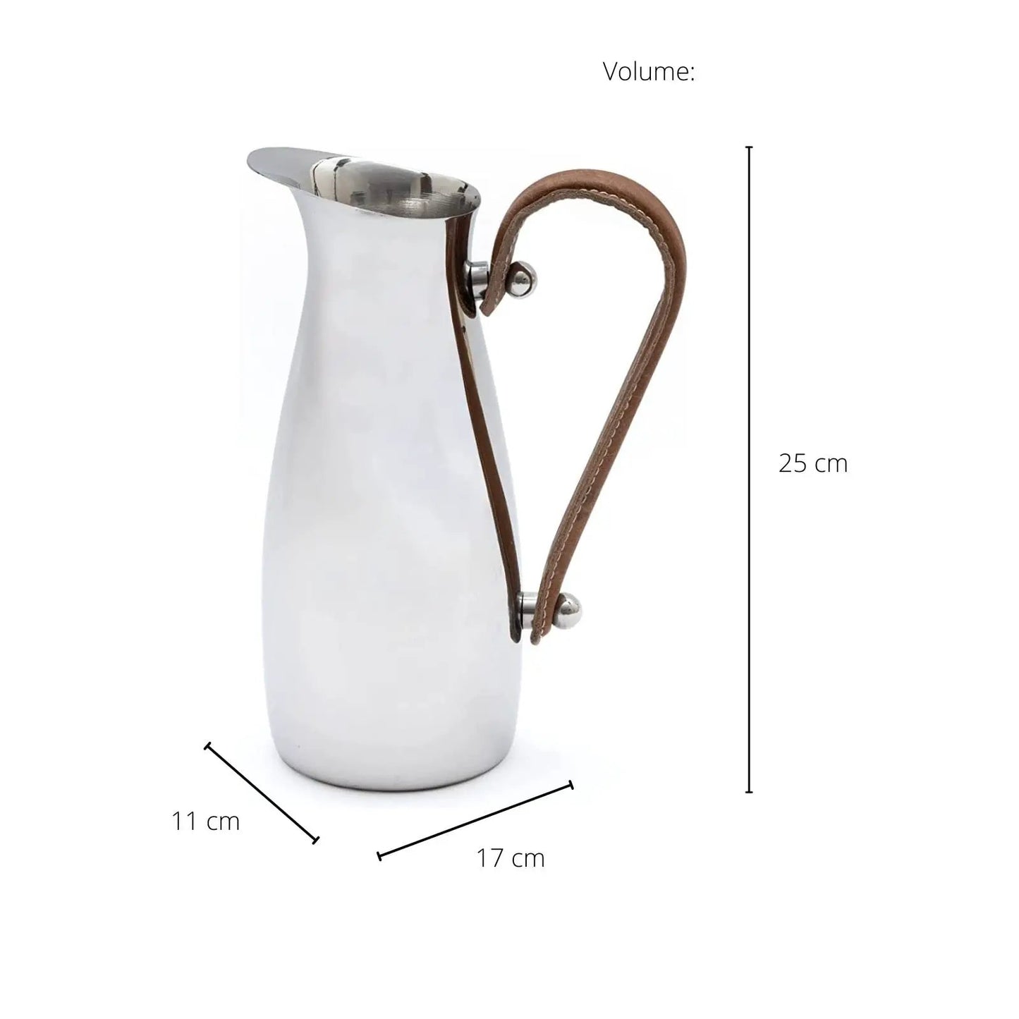 Silver Stainless Steel Water Pitcher, Leather Handle from PriceLows™