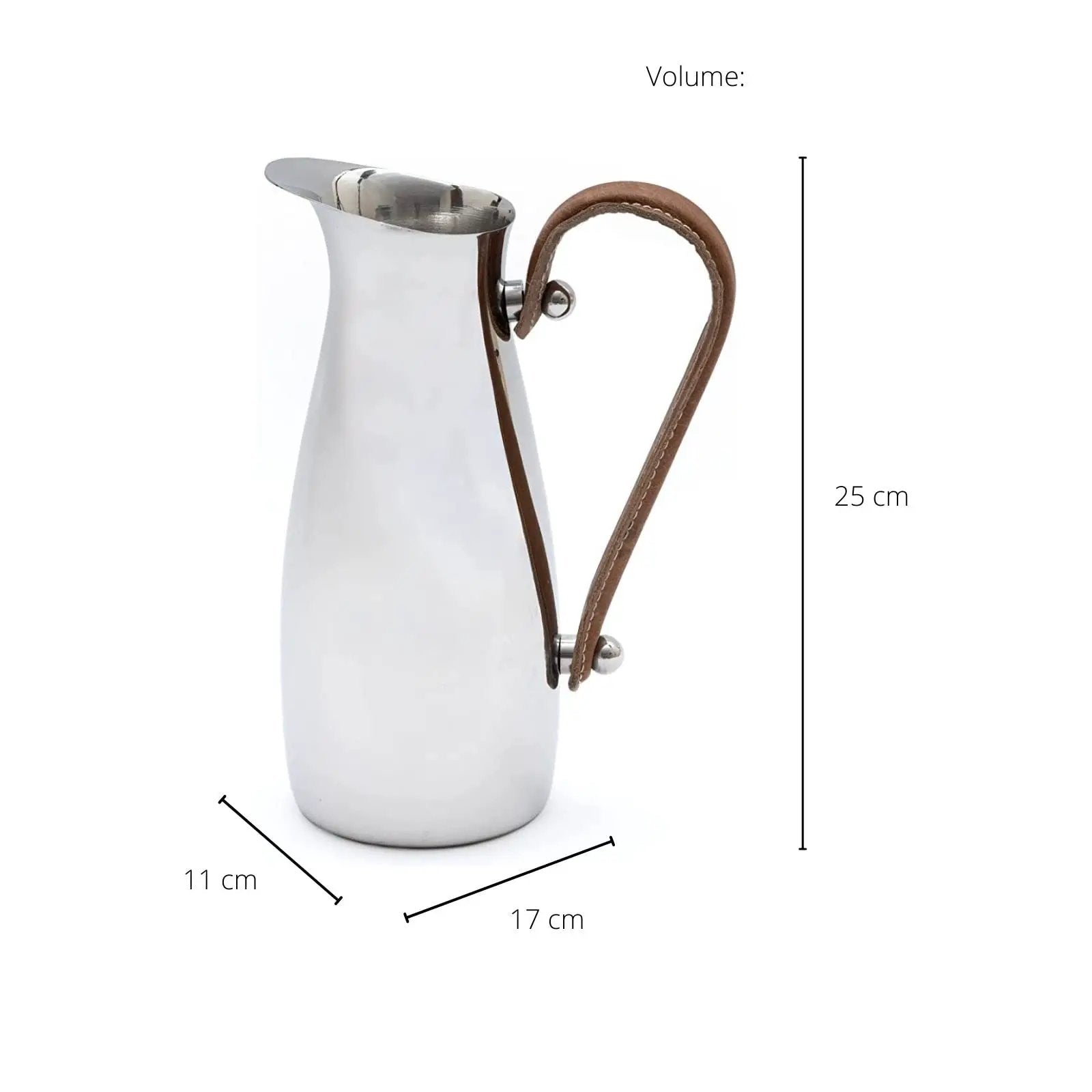 Silver Stainless Steel Water Pitcher, Leather Handle from PriceLows™