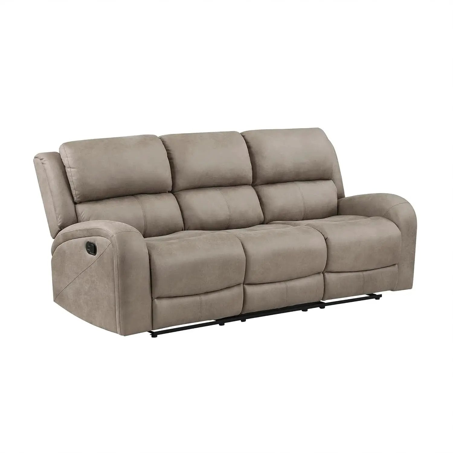 Polished Microfiber Manual Reclining Sofa Set Brown 3 Piece from PriceLows™