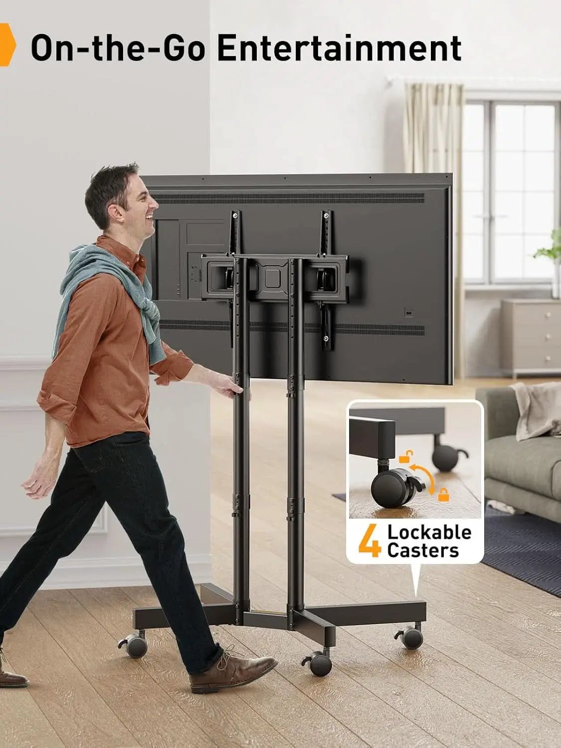 Mobile TV Stand 32 To 70 Inch With Wheels Height Adjustable from PriceLows™
